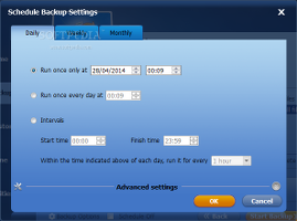Showing the backup scheduler in AOMEI Backupper Standard